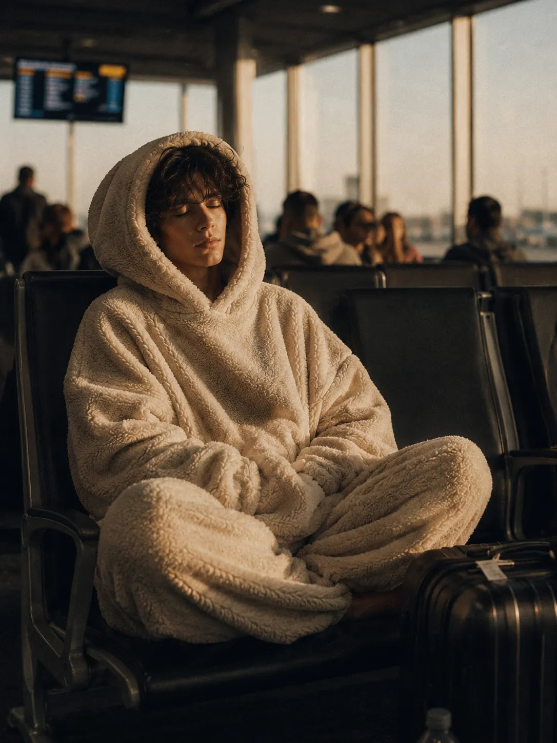 The Snoodie oversized hoodie at the airport — veyl. comfortwear